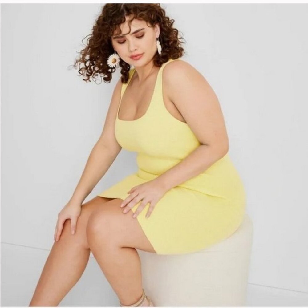 Future Collective™ - Boucle Bodycon ‘Yellow’ Mini Dress